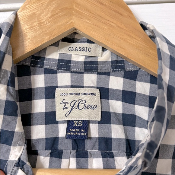J Crew Classic Oxford Men's Blue and White Gingham Checkered Shirt Sz XS - Picture 7 of 9